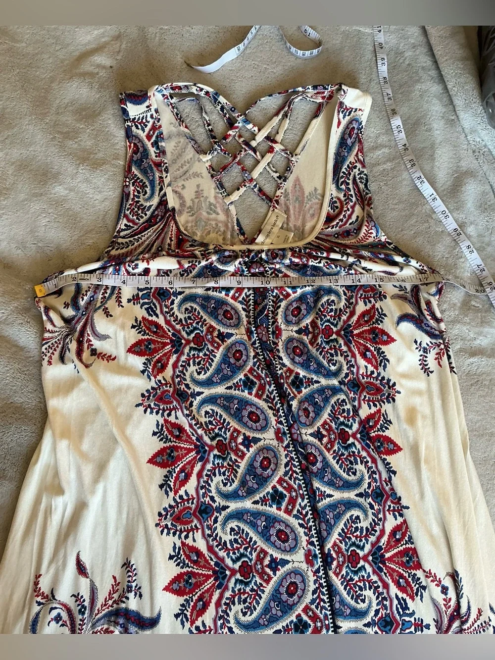 Christopher & Banks Women’s Paisley Maxi V-Neck Multicolored Lined Dress Size XL